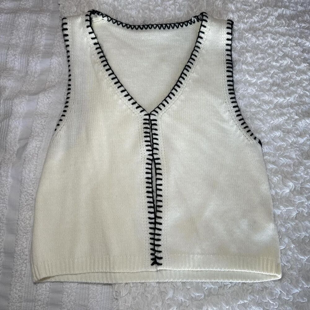 Shein Women's Cream and White Vest